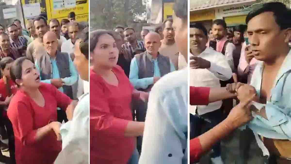 Viral Video : ಪತಿಗೆ 'ಅಕ್ರಮ ಸಂಬಂಧ'ದ ಶಂಕೆ: ಸಾರ್ವಜನಿಕವಾಗಿ ಶಿಕ್ಷಕನಿಗೆ ಪತ್ನಿಯಿಂದ ಧರ್ಮದೇಟು! ವಿಡಿಯೊ ವೈರಲ್..! 1 Wife assaults teacher husband on Sitapur road over alleged affair suspicion viral video