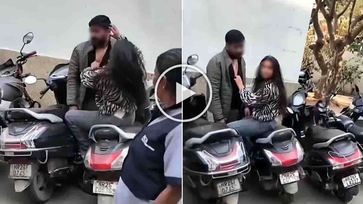 Viral public assault video showing a woman repeatedly slapping a man on a public road in India