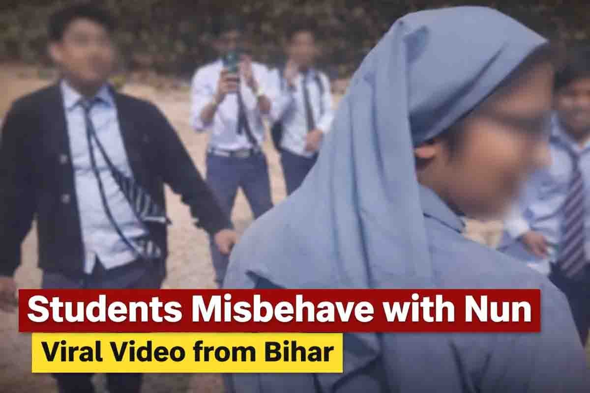 Students misbehaving with a Christian nun at St. Joseph School Jhajha Bihar viral 21-second video incident