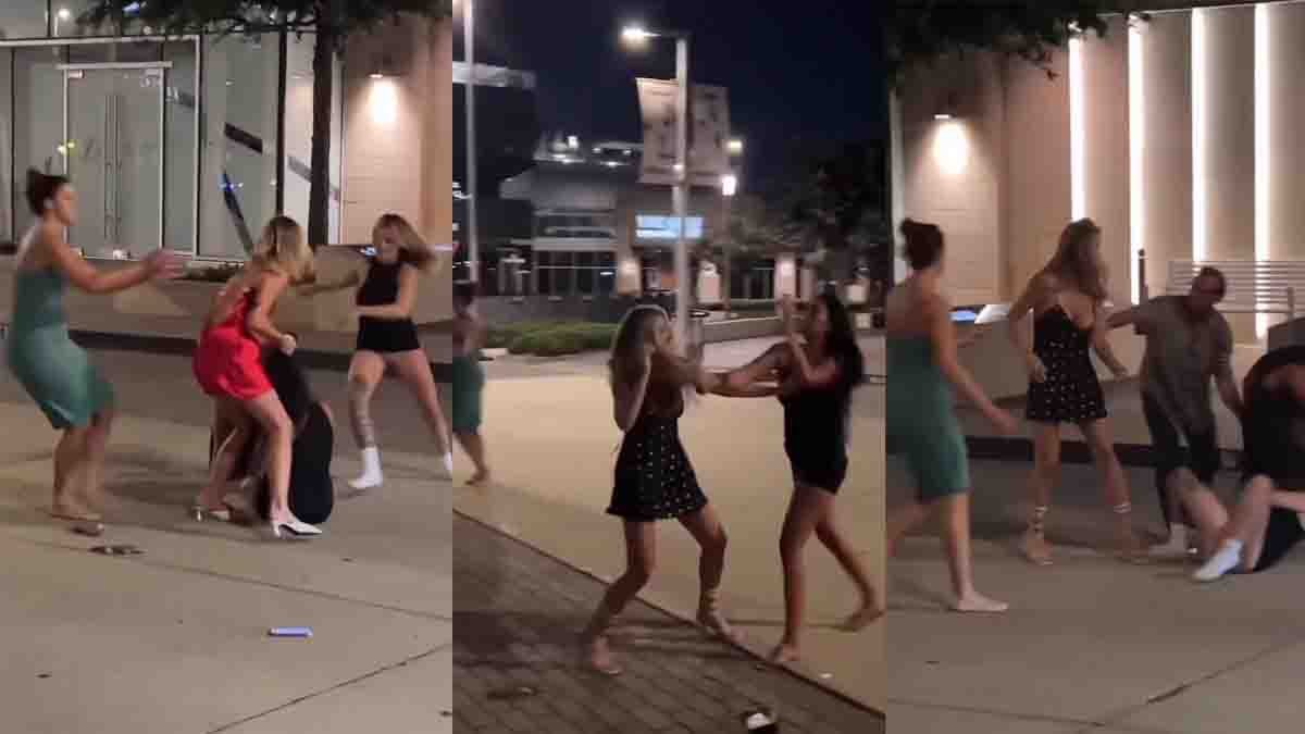 Viral Street Fight : ರಸ್ತೆಯಲ್ಲೇ ಬಿತ್ತು ಜುಟ್ಟು ಹಿಡಿದು ಏಟು! ಇದು ಹುಡುಗಿಯರ ಜಗಳವೋ ಅಥವಾ WWE ಫೈಟೋ? ವಿಡಿಯೋ ಫುಲ್ ವೈರಲ್! 1 Viral street fight showing a group of young women physically fighting in the middle of a public road