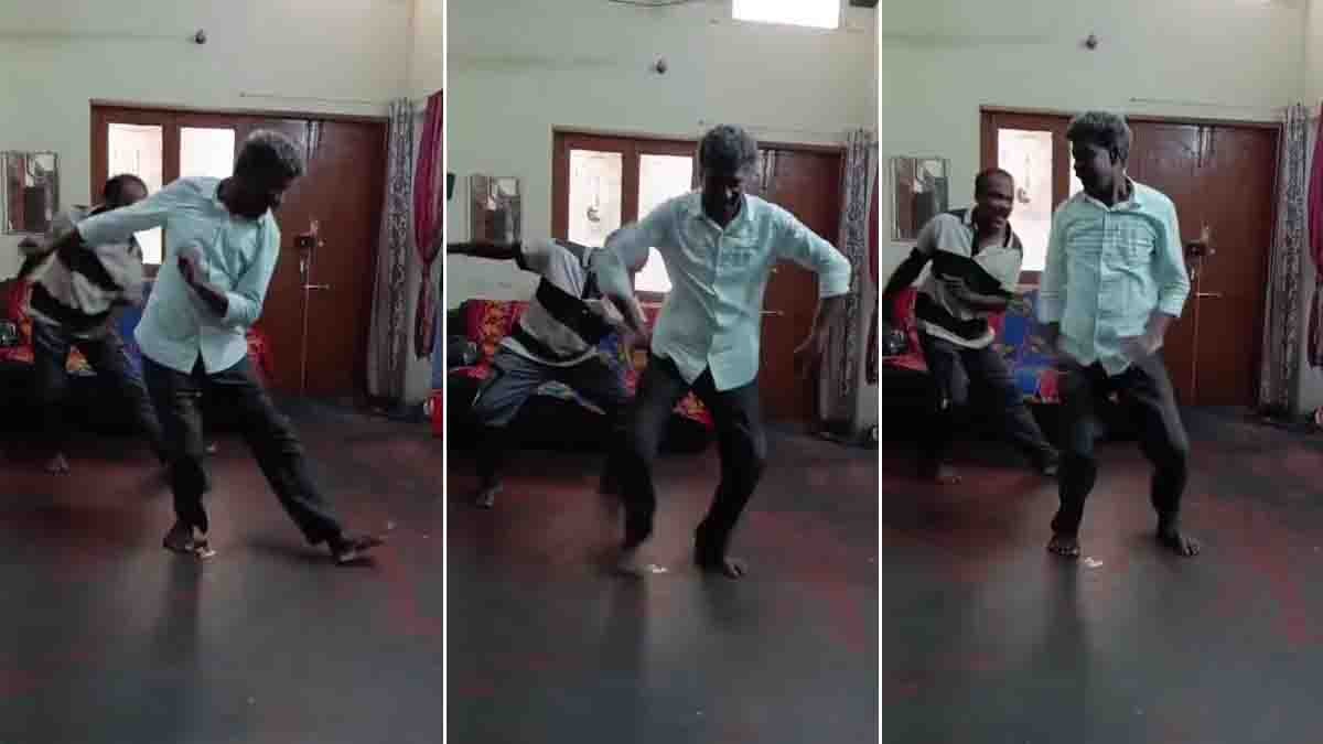 Viral Video of two elderly men performing energetic dance at home