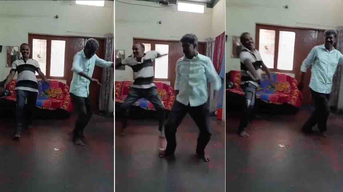 Viral Video of two elderly men performing energetic dance at home