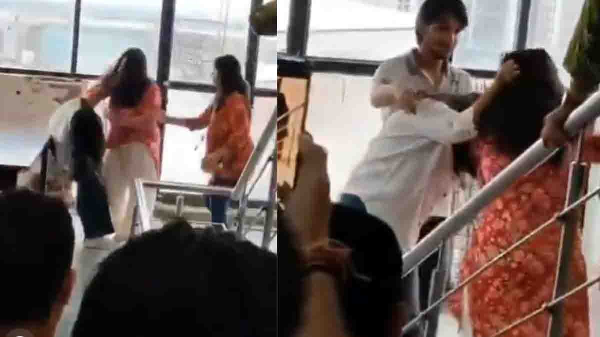 Galgotias University student fight between two girls inside campus in Greater Noida caught on video