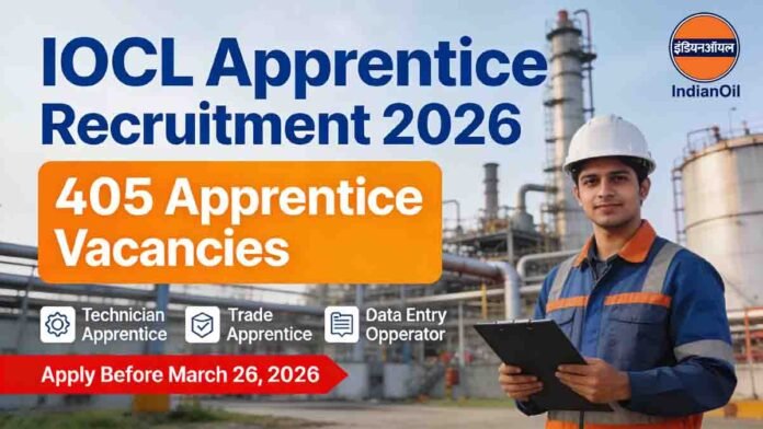 IOCL Apprentice Recruitment 2026 notification for 405 apprentice posts in Indian Oil Corporation Limited
