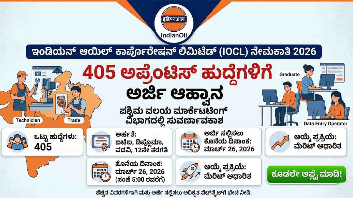 IOCL Apprentice Recruitment 2026 notification for 405 apprentice posts in Indian Oil Corporation Limited