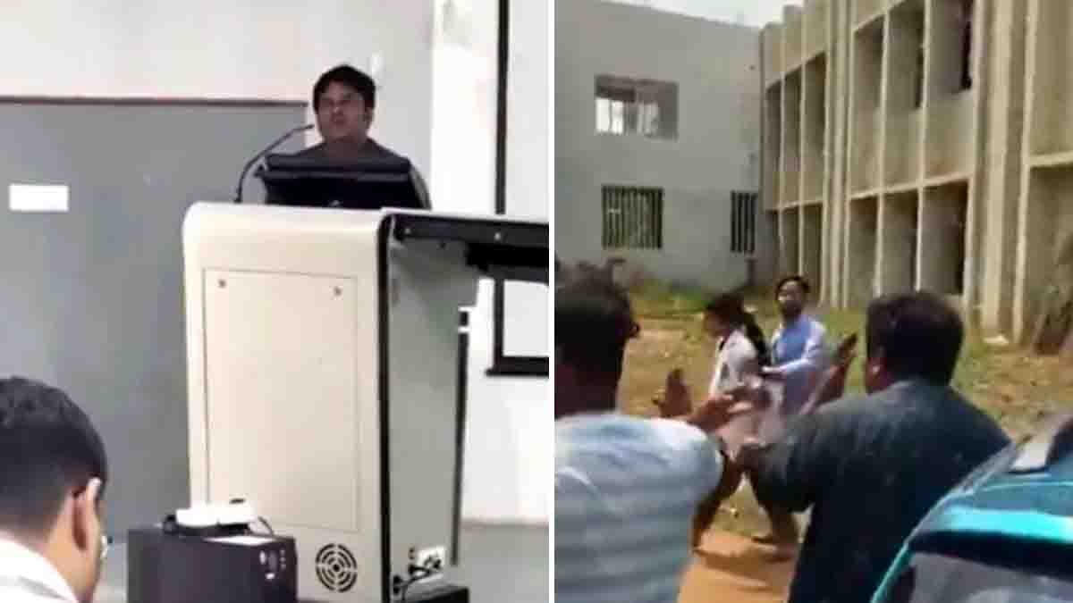 Professor proposes student inside classroom and gets beaten by students Bengaluru viral case