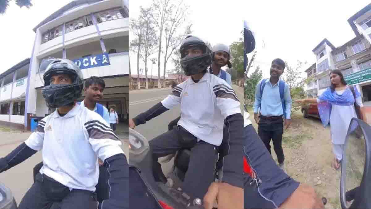 Rapido Driver : ಮಾನವೀಯತೆ ಮೆರೆದ ರಾಪಿಡೋ ಚಾಲಕ: ಅಂಧ ವಿದ್ಯಾರ್ಥಿಯ ಕೈಹಿಡಿದು ತರಗತಿಗೇ ಬಿಟ್ಟು ಬಂದ ವಿಡಿಯೋ ವೈರಲ್! 1 Rapido driver helping a visually impaired student walk safely into a college classroom