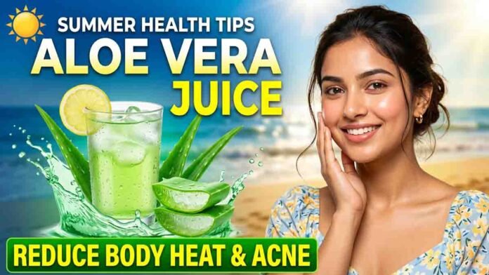 Summer health tips using aloe vera juice to reduce body heat and acne