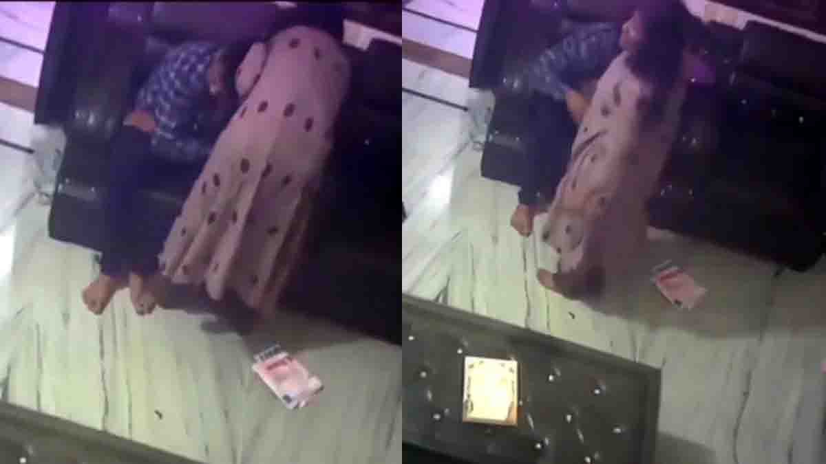 Wife assaults husband during a heated domestic dispute inside home captured on CCTV camera