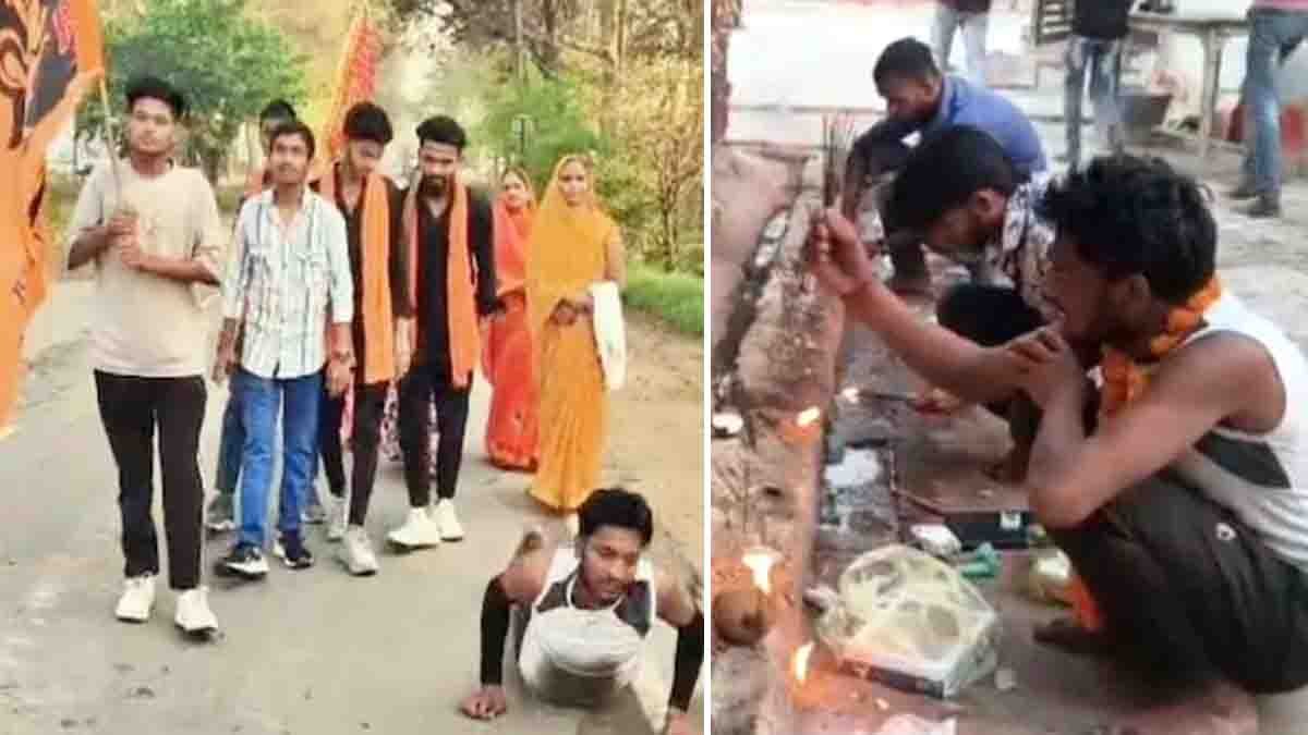 Uttar Pradesh Divorce Story : 'ಡಿವೋರ್ಸ್ ಪಾರ್ಟಿ' ಆಯ್ತು, ಈಗ 'ಡಿವೋರ್ಸ್ ಹರಕೆ' ಸರದಿ! 9 ಕಿ.ಮೀ ಮಲಗುತ್ತಾ ಸಾಗಿದ ಯುವಕನ ವಿಡಿಯೋ ಈಗ ಸಖತ್ ವೈರಲ್! 2 Uttar Pradesh divorce story man performing 9km Sashtanga Namaskara after divorce