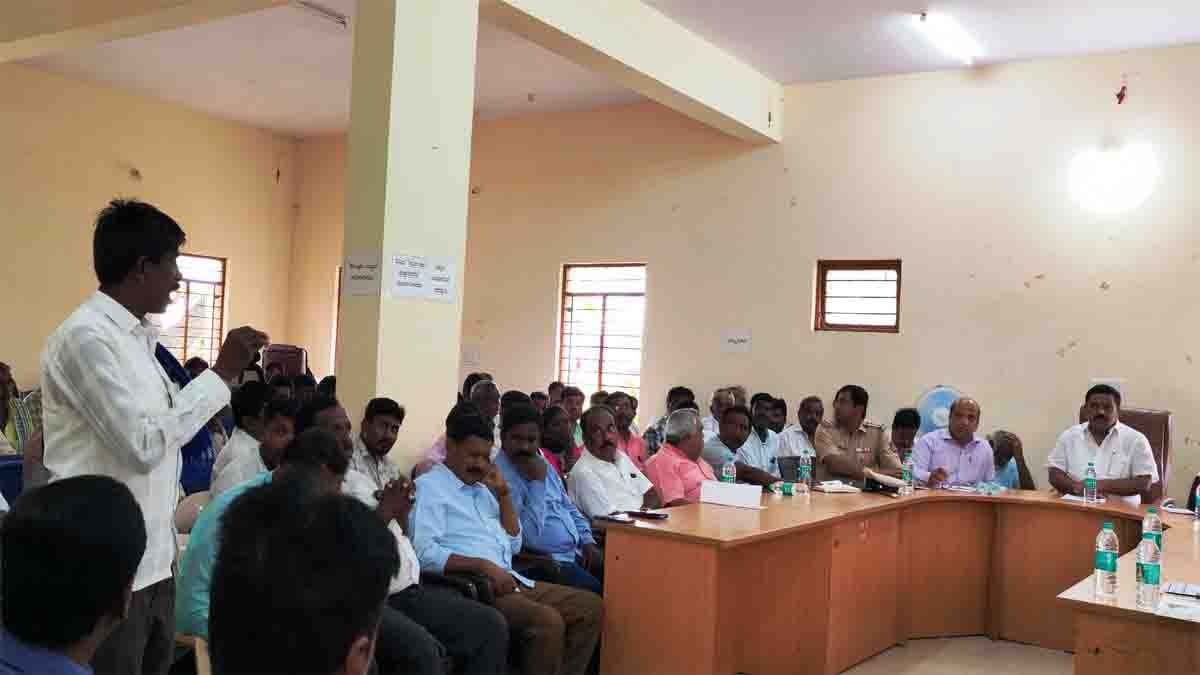 Officials and leaders discussing Ambedkar Jayanti 2026 preparations in Gudibande Taluk office