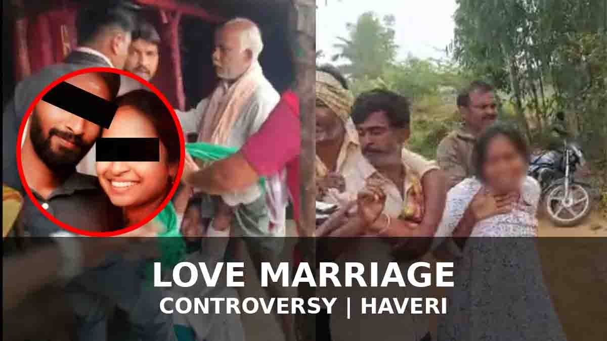 Newly married love marriage couple Manikanta and Srishti forcibly separated by family in Tilavalli village Haveri Karnataka