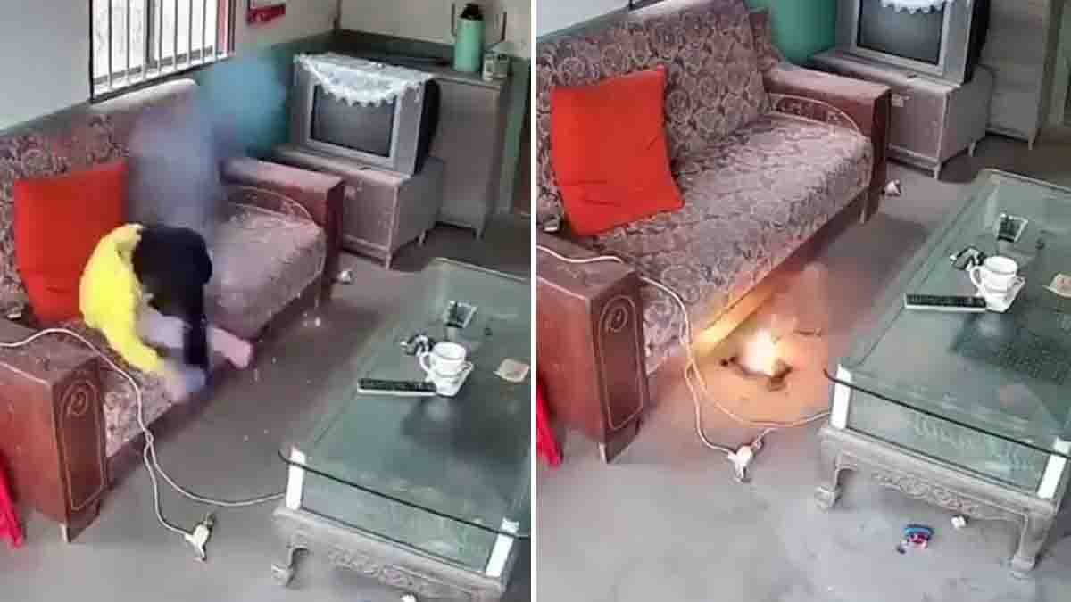 Mobile Phone Explosion caught on CCTV while a young girl was using a phone during charging