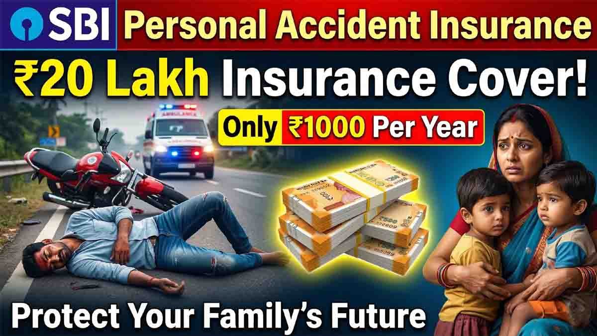 SBI Personal Accident Insurance plan offering ₹20 lakh coverage for ₹1000 yearly premium