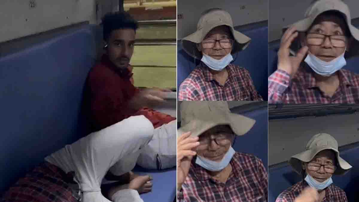 South Korean Tourist : ಸೀಟು ಬಿಟ್ಟುಕೊಡದ ಯುವಕರಿಗೆ ಬಿಸಿ ಮುಟ್ಟಿಸಿದ ಆರ್ಪಿಎಫ್ ಅಧಿಕಾರಿ: ಕೊರಿಯನ್ ಪ್ರವಾಸಿಗನಿಗೆ ಸಿಕ್ಕ ನ್ಯಾಯದ ವಿಡಿಯೋ ವೈರಲ್! 1 South Korean Tourist helped by RPF officer after youths occupy his train seat in India