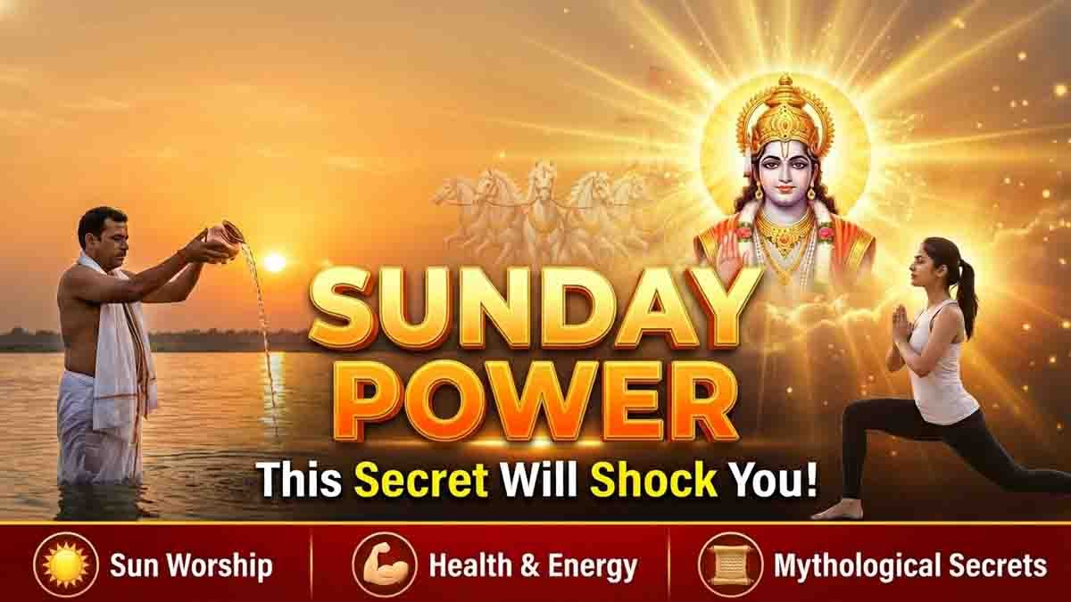 Devotee offering water to the Sun at sunrise showing Sunday Power spiritual energy