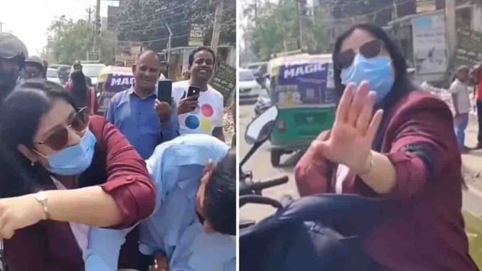 Viral video showing a woman refusing to pay ₹600 cab fare while arguing with the cab driver on the roadside