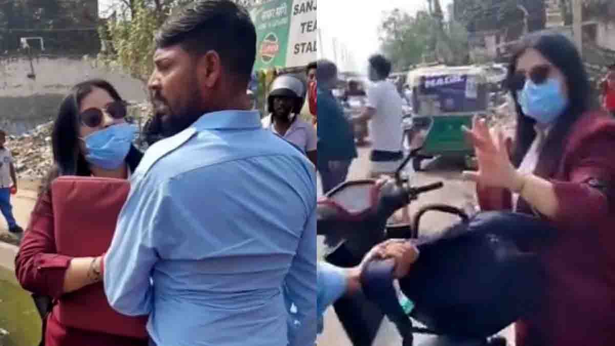 Viral video showing a woman refusing to pay ₹600 cab fare while arguing with the cab driver on the roadside