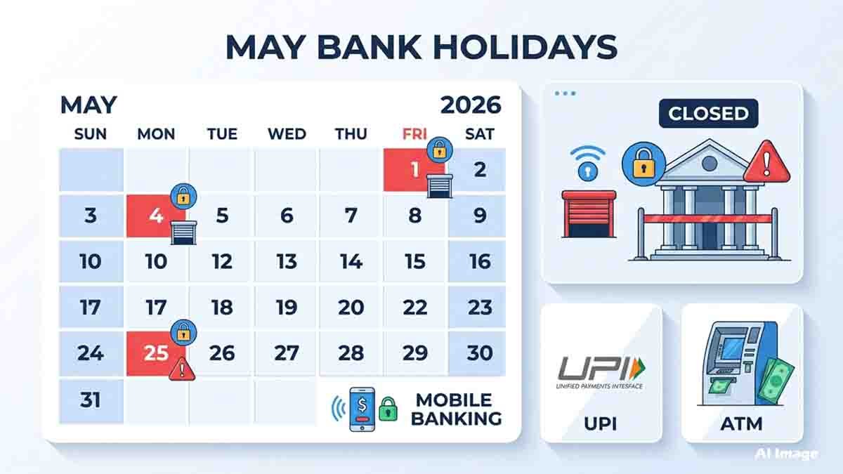 Bank holidays in May 2026 India calendar with RBI schedule