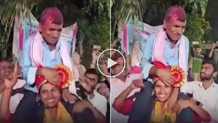 Viral video of daughter lifting her father to celebrate Maharashtra police job success