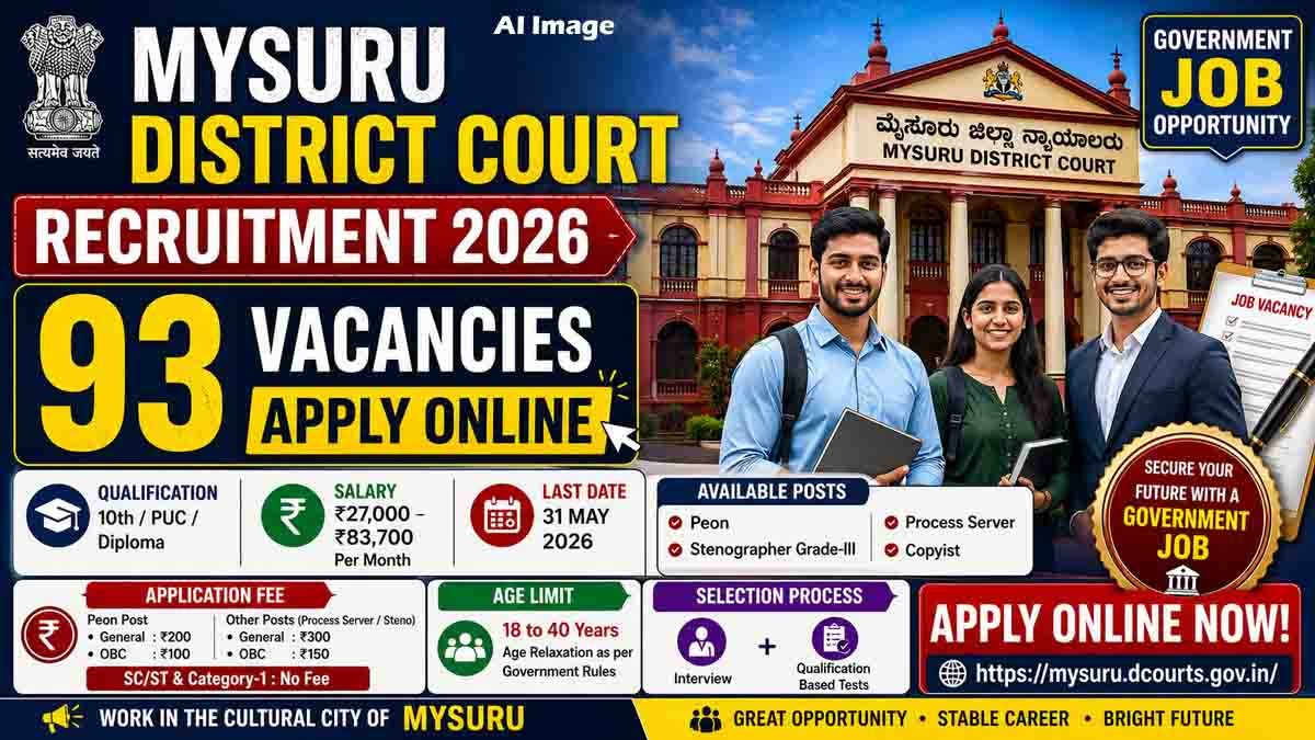 Mysuru District Court recruitment 93 vacancies apply online Karnataka jobs