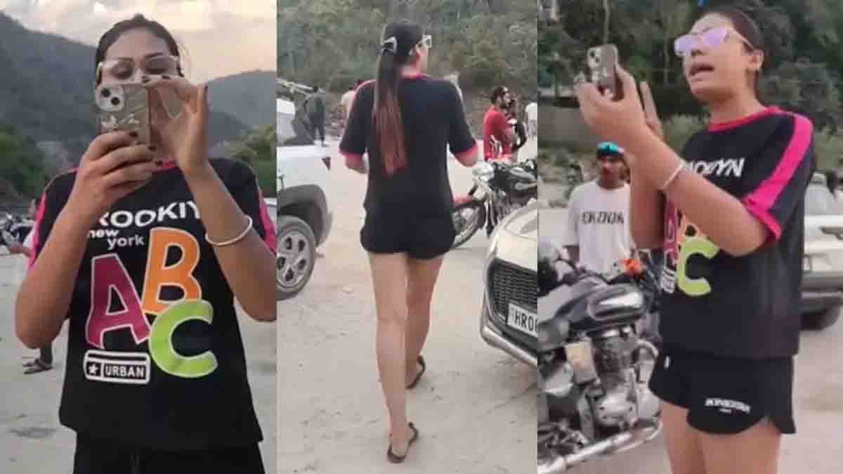 Rishikesh viral video showing woman drinking alcohol near Ganga river and arguing with police
