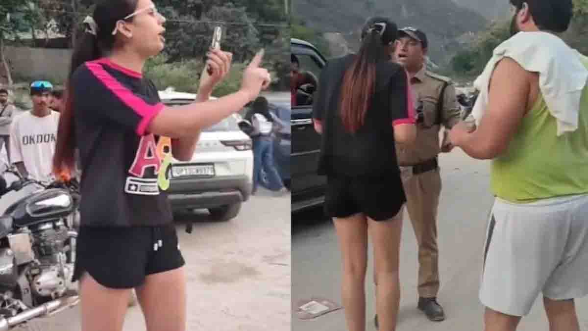 Rishikesh viral video showing woman drinking alcohol near Ganga river and arguing with police