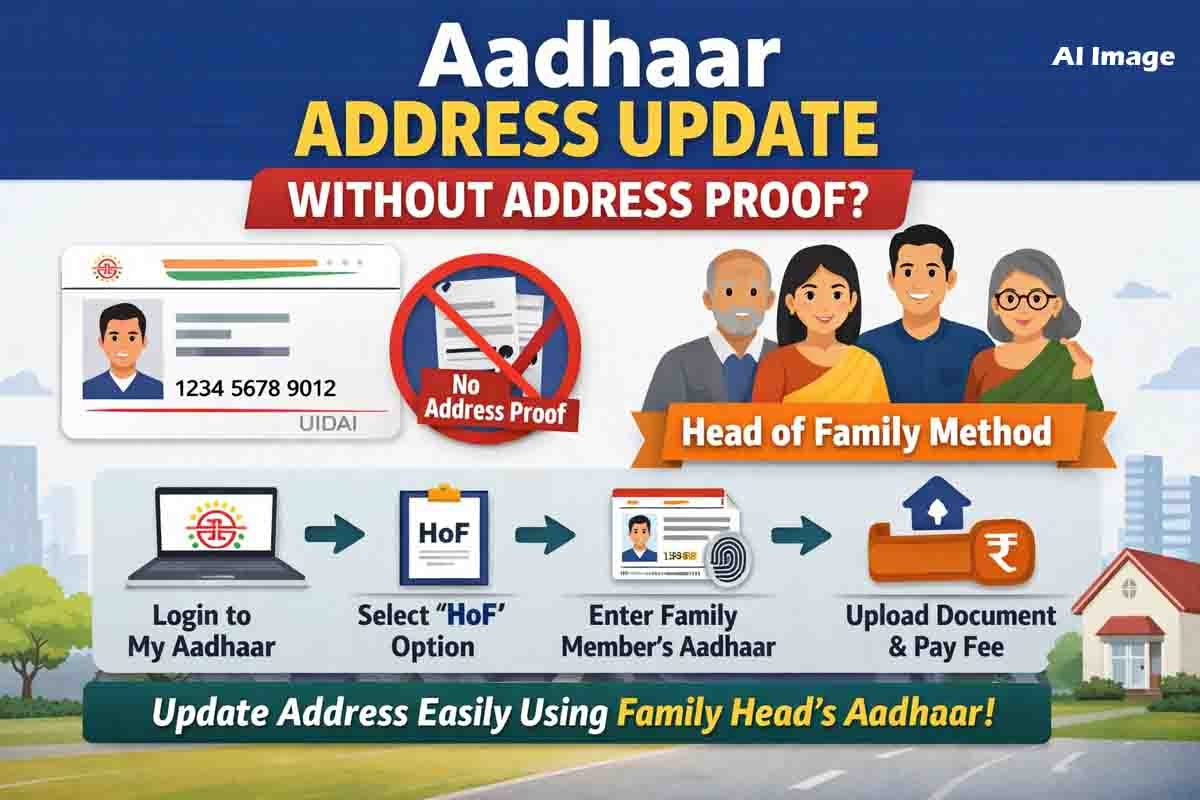 Aadhaar address update without address proof using Head of Family method
