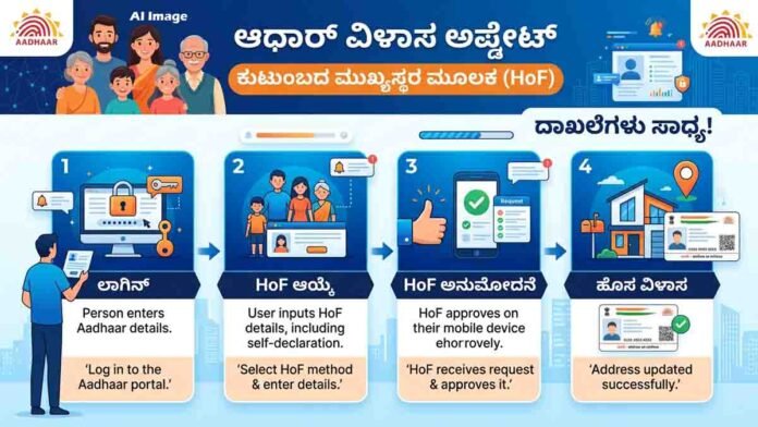 Aadhaar address update without address proof using Head of Family method
