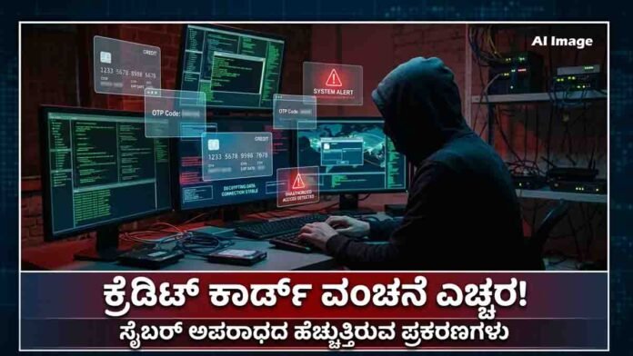 Credit card fraud concept showing hacker stealing card details through phishing and cyber attack
