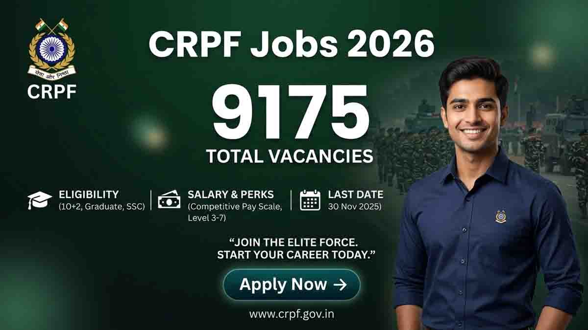 CRPF recruitment 2026 notification for 9175 constable posts apply online