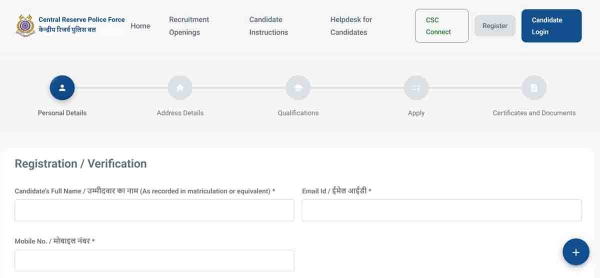 CRPF recruitment 2026 notification for 9175 constable posts apply online