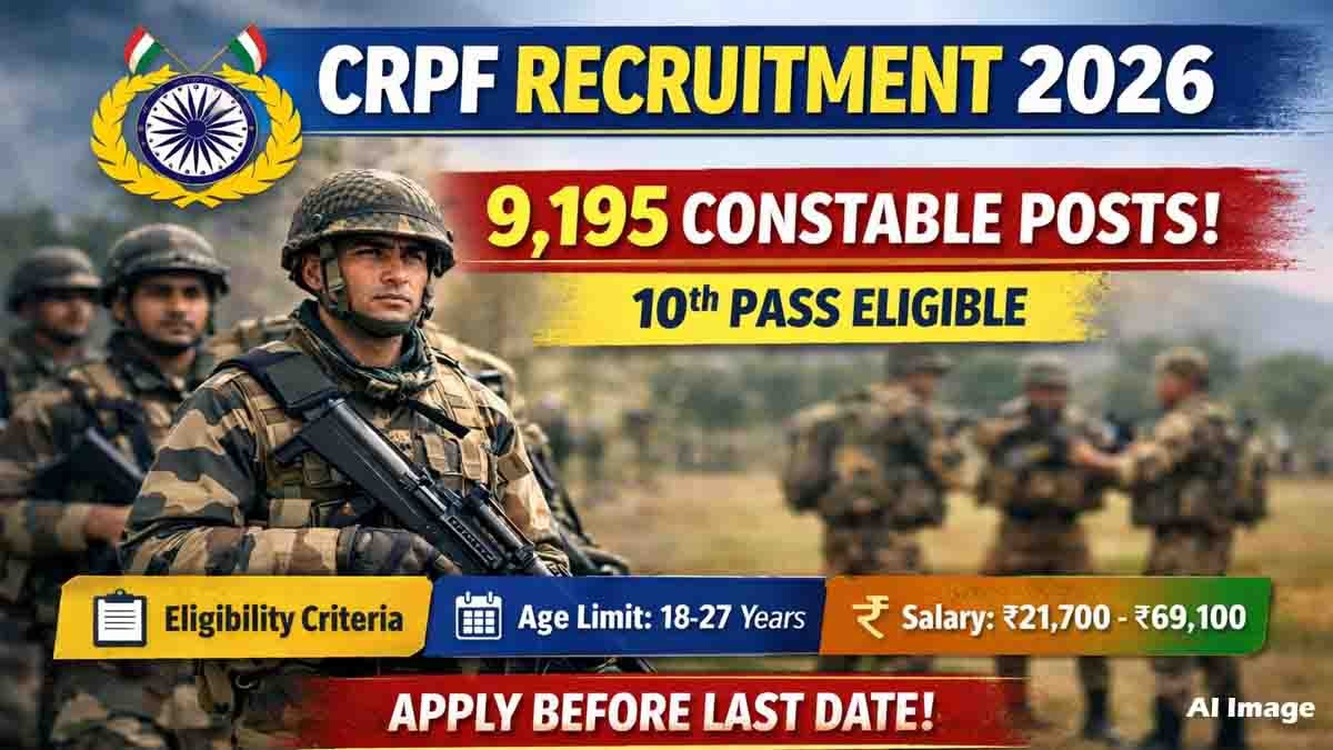 CRPF recruitment 2026 9195 constable posts apply online India