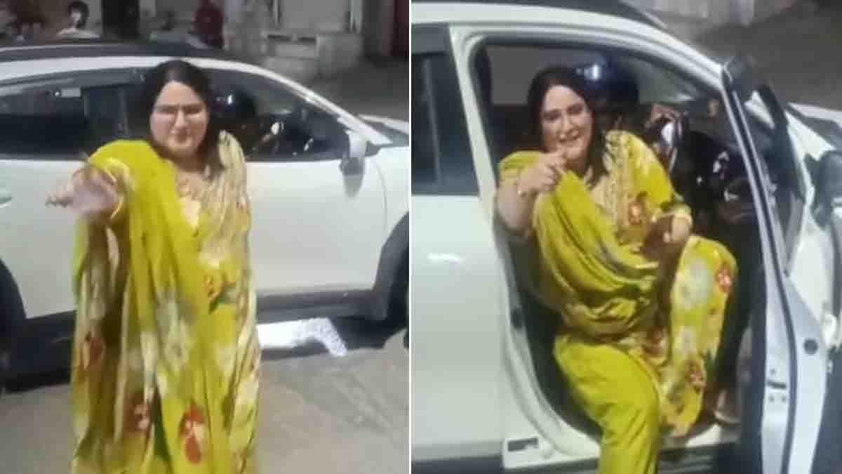 Hisar viral incident woman stops car in middle of road creates traffic jam and argues with police