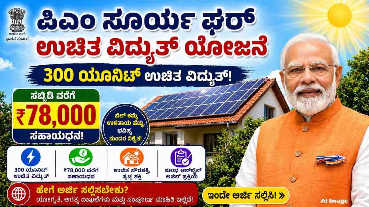 PM Surya Ghar Muft Bijli Yojana rooftop solar scheme offering 300 units free electricity and subsidy up to 78000 rupees