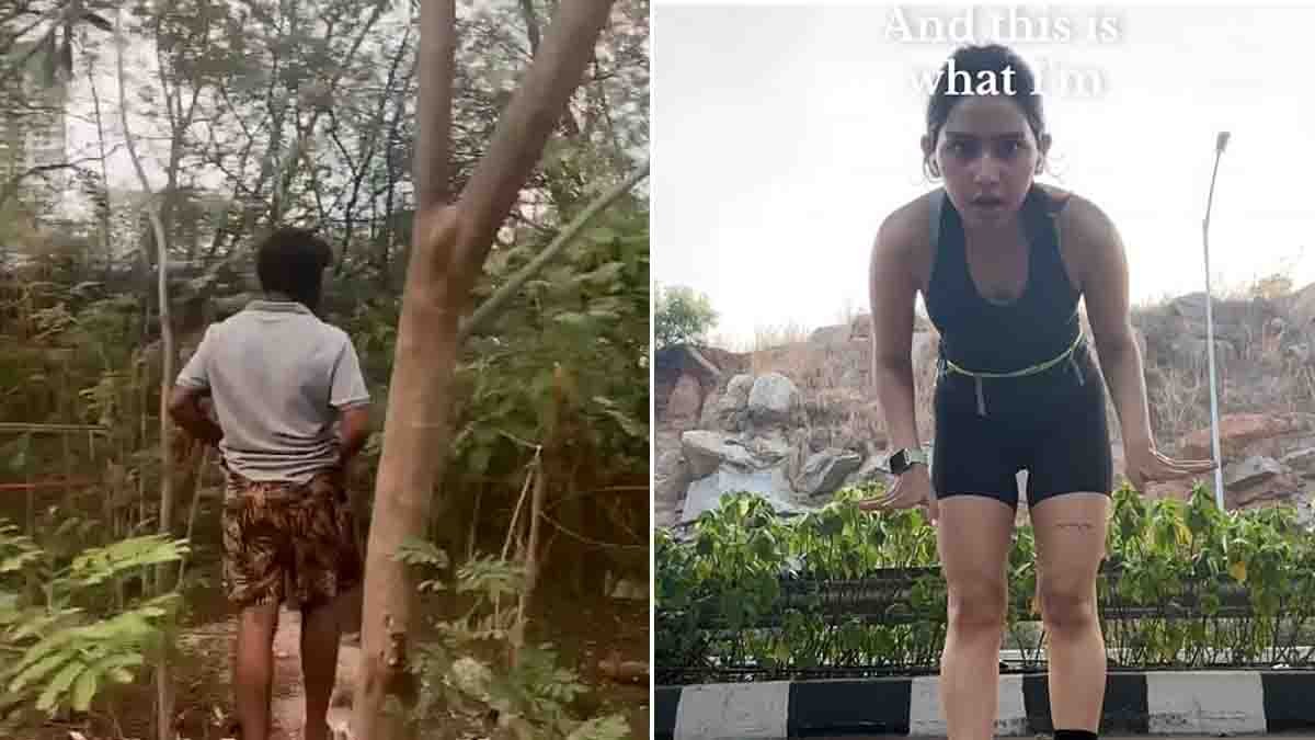 Hyderabad Cycling Track Incident showing woman reacting to unsafe situation during early morning run