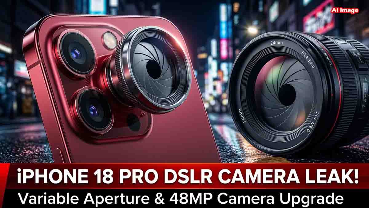 iPhone 18 Pro camera leak showing DSLR-like variable aperture technology and advanced smartphone photography