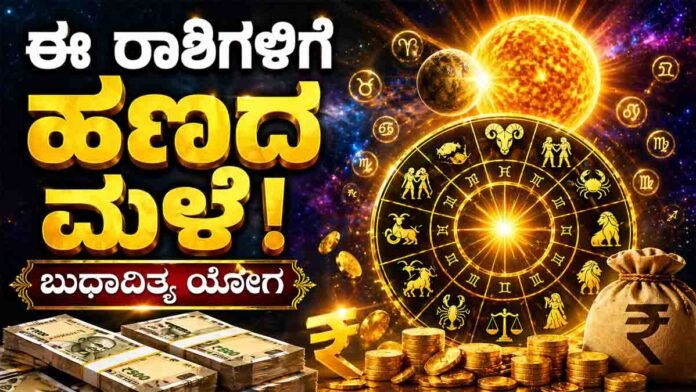 Lucky zodiac signs 2026 Budhaditya Yoga financial success horoscope astrology