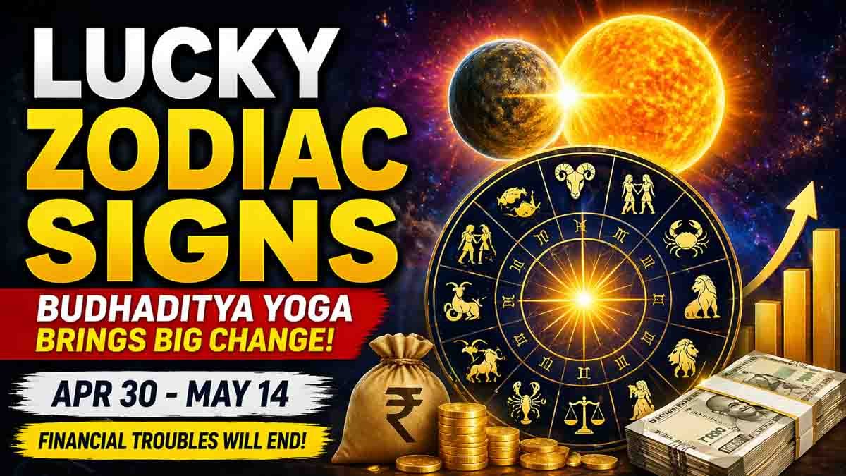 Lucky zodiac signs 2026 Budhaditya Yoga financial success horoscope astrology