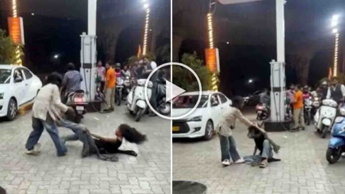 Maharashtra girls fight at petrol bunk captured in viral video