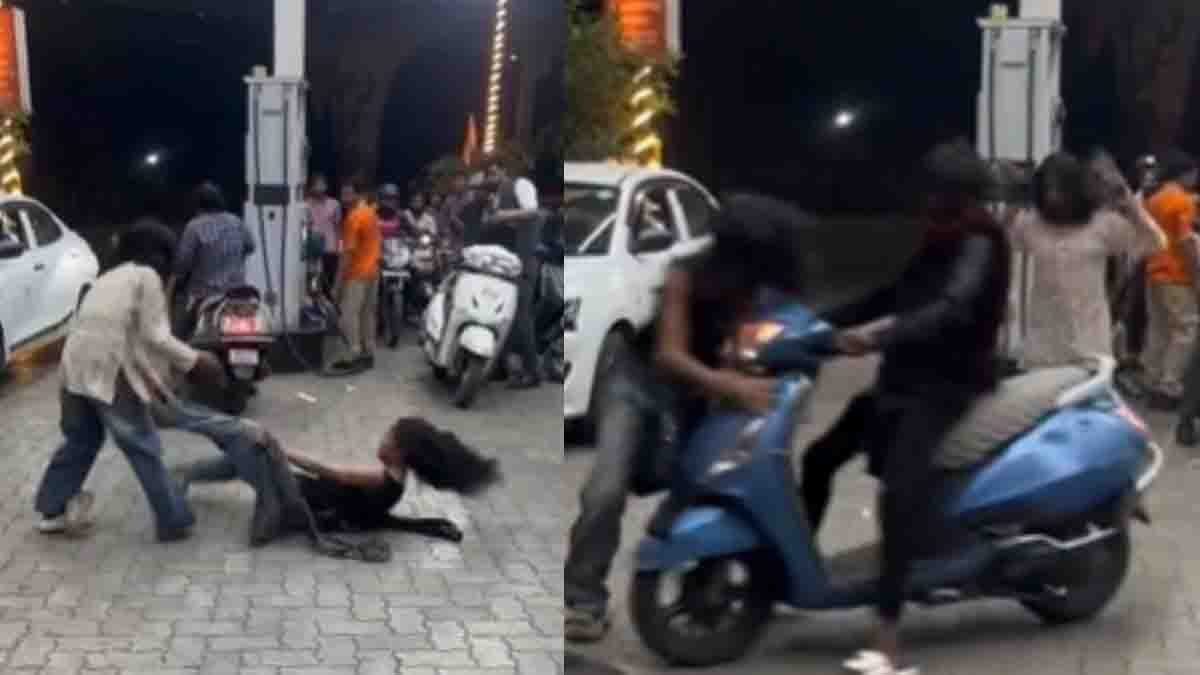 Maharashtra girls fight at petrol bunk captured in viral video