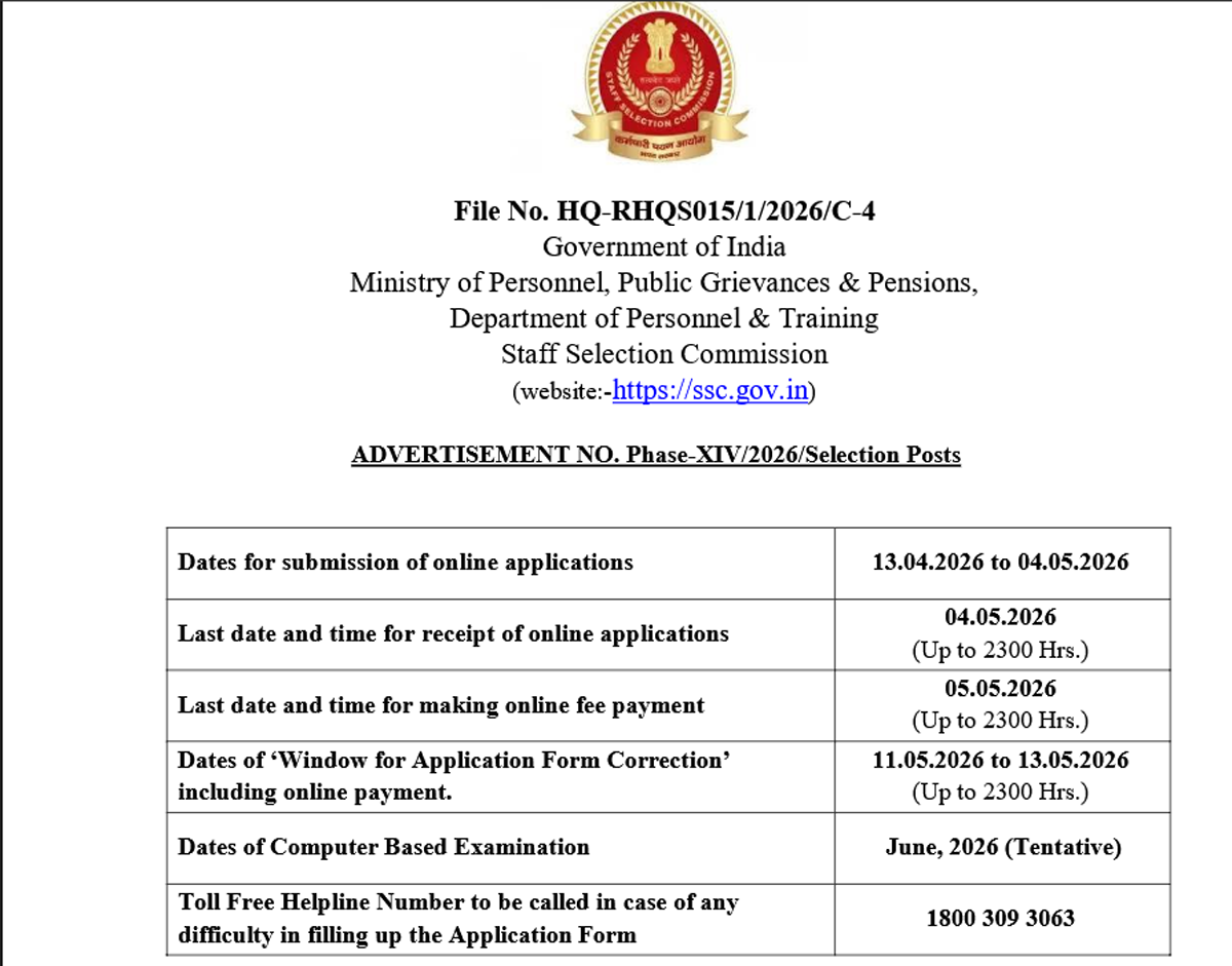 SSC Recruitment 2026 apply online for 3003 stenographer and driver posts