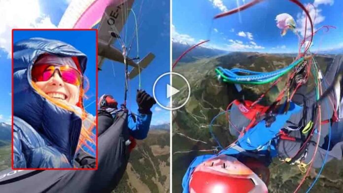 Austria paraglider accident where a woman survives after a Cessna 172 plane crashes into her parachute mid-air