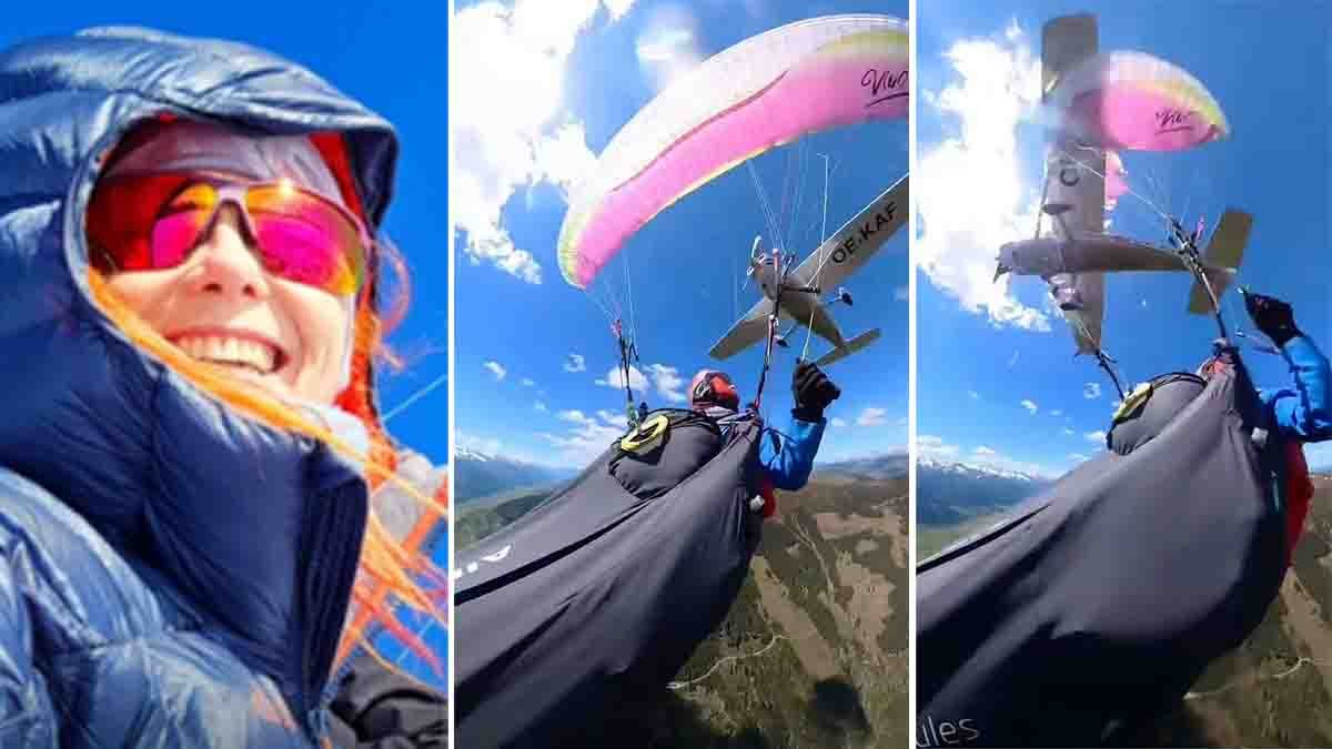 Austria Paraglider Accident : ಆಸ್ಟ್ರಿಯಾದಲ್ಲಿ ಭಯಾನಕ ಅಪಘಾತ: ಪ್ಯಾರಾಗ್ಲೈಡಿಂಗ್ ವೇಳೆ ವಿಮಾನ ಡಿಕ್ಕಿ, ಭೀಕರ ಘಟನೆಯ ವಿಡಿಯೋ ವೈರಲ್! 1 Austria paraglider accident where a woman survives after a Cessna 172 plane crashes into her parachute mid-air