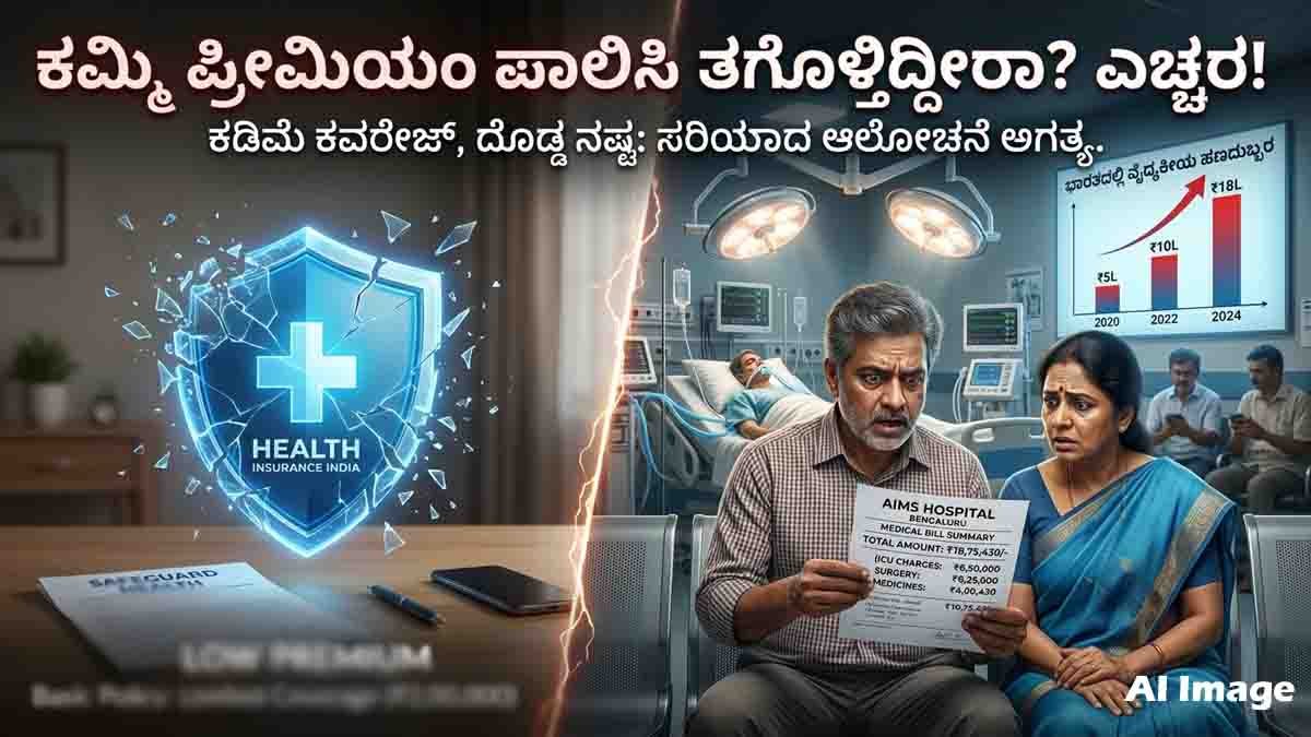 Health Insurance: ಕಡಿಮೆ ಪ್ರೀಮಿಯಂ ಹೆಲ್ತ್ ಇನ್ಶೂರೆನ್ಸ್ ಪಾಲಿಸಿಗಳ ಹಿಂದಿರುವ ಅಪಾಯಗಳೇನು ಗೊತ್ತಾ? 3 Family worried about hospital bills while choosing health insurance coverage in India