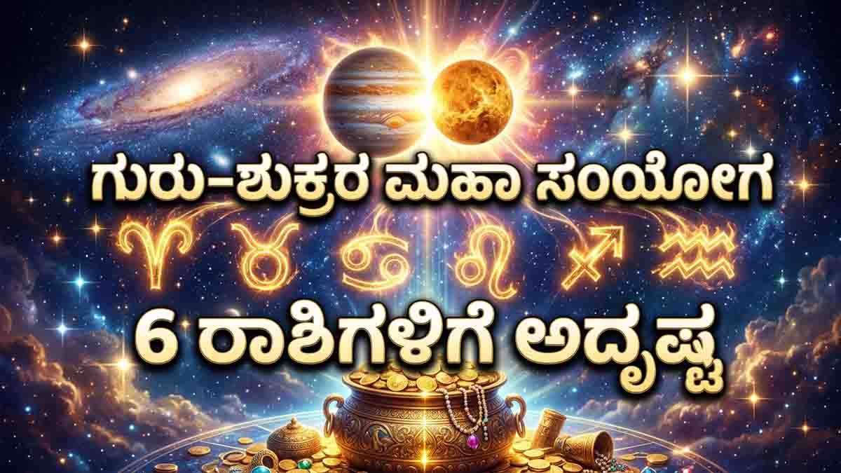 Lucky Zodiac Signs : ಮಿಥುನ ರಾಶಿಯಲ್ಲಿ ಗುರು-ಶುಕ್ರರ ಅಪರೂಪದ ಸಂಯೋಗ: ಜೂನ್ 2ರವರೆಗೆ ಈ 6 ರಾಶಿಯವರಿಗೆ ಒಲಿಯಲಿದ್ದಾಳೆ ಅದೃಷ್ಟ ದೇವತೆ! 1 Lucky zodiac signs receiving wealth success and fortune during Jupiter Venus conjunction in Gemini