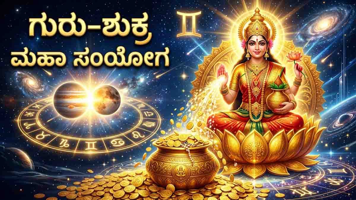 Lucky Zodiac Signs : ಮಿಥುನ ರಾಶಿಯಲ್ಲಿ ಗುರು-ಶುಕ್ರರ ಅಪರೂಪದ ಸಂಯೋಗ: ಜೂನ್ 2ರವರೆಗೆ ಈ 6 ರಾಶಿಯವರಿಗೆ ಒಲಿಯಲಿದ್ದಾಳೆ ಅದೃಷ್ಟ ದೇವತೆ! 3 Lucky zodiac signs receiving wealth success and fortune during Jupiter Venus conjunction in Gemini