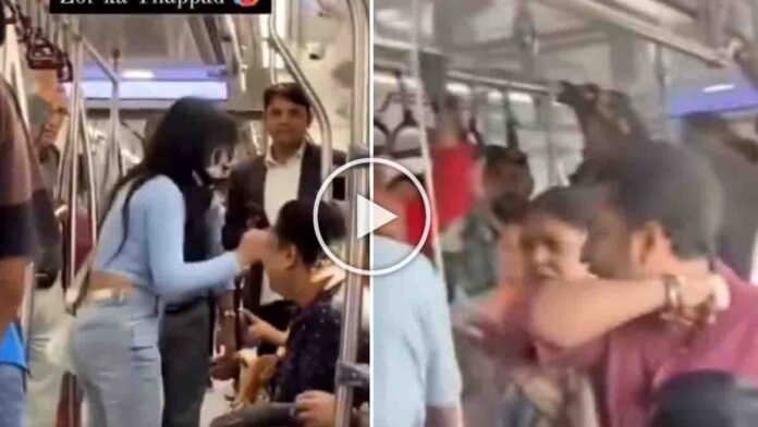 Delhi Metro viral video shows woman slapping man during seat dispute in crowded coach