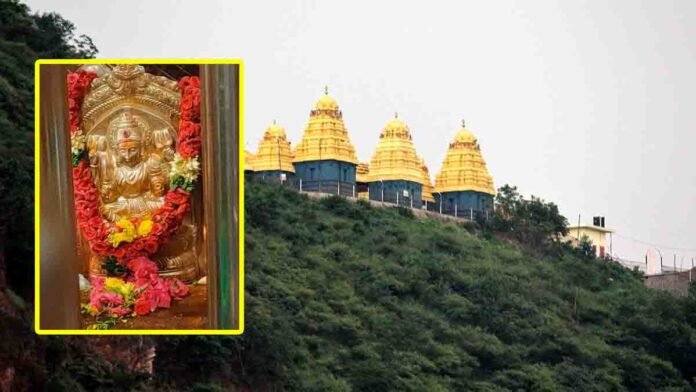 Hidden Goddess Aparajita Devi behind Hanuman idol at Indrakeeladri Kanaka Durga Temple Vijayawada