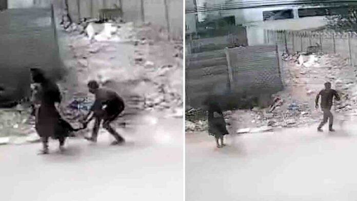 Hyderabad Woman Harassment incident captured on CCTV as youth targets woman carrying child in public